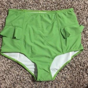 Kortni Jeane green ruffled hip swim bottom NWOT